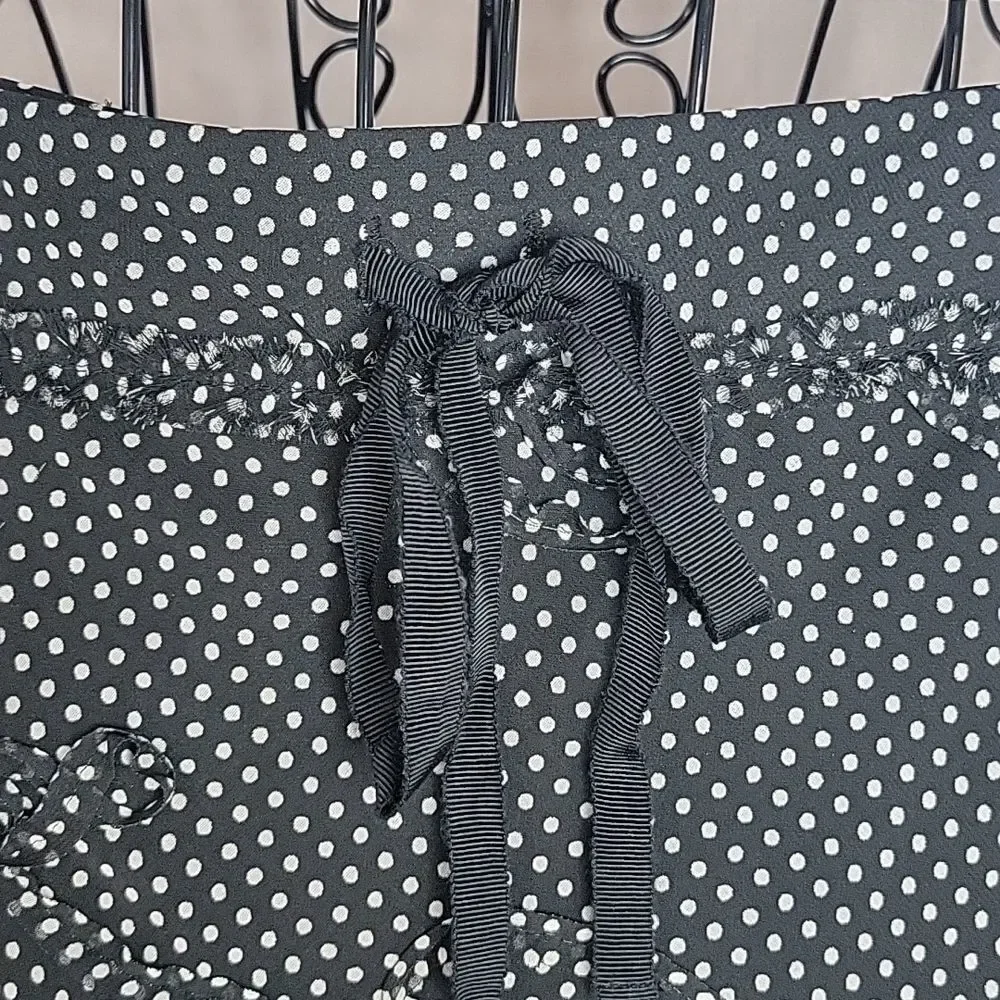 SOPHIE MAX Black and White‎ Polka Dotted Floral Circle Skirt Small